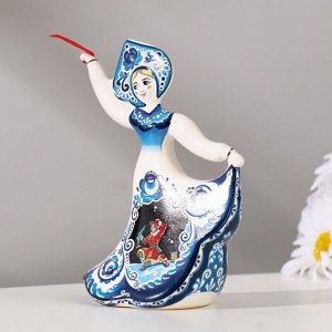 Сувенир колокольчик кукла "Гжель", 11,5 см, керамика