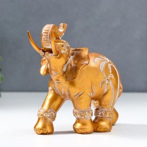 Сувенир полистоун "Африканский слон с пальмами" состаренное золото 14х7х16,5 см