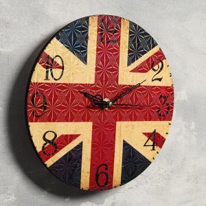 Часы настенные "Британский флаг", плавный ход, 23.5 х 23.5 см