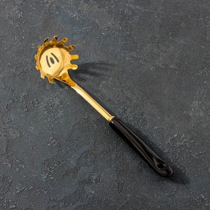 Ложка для спагетти Base, 30x8x6 см, цвет ручки чёрный, цвет металла золотой