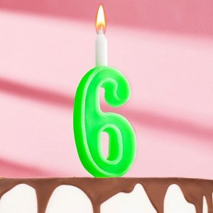 Свеча для торта цифра "Классика", 12 см, цифра "6" зелёная
