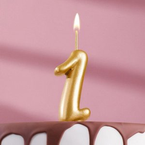 Свеча для торта цифра "Золотая", 7.8 см, цифра "1"