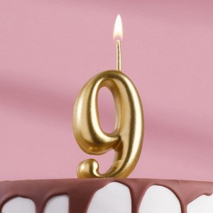 Свеча для торта цифра "Золотая", 7.8 см, цифра "9"
