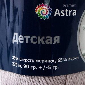 Пряжа Astra Premium 'Детская' шерсть мериноса 35%, акрил 65% 270м/90гр (008 серебристый)