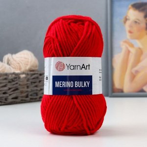 Пряжа "Merino bulky" 25% шерсть 75% акрил 100м/100гр (156 яр. красный)