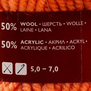 Пряжа Arina (АринаПШ) 50% шерсть, 50% акрил 123м/100гр (670 морковн.)