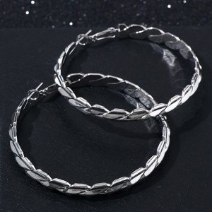 Серьги-кольца "Косичка" в одну сторону, цвет серебро, d=5,5