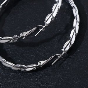 Серьги-кольца "Косичка" в одну сторону, цвет серебро, d=5,5