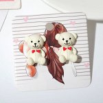 Серьги металл &quot;Плюшевый мишка&quot;, цвет белый