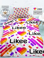 КПБ 1.5 поплин &quot;Likee&quot; (70х70) рис. 16512-1/16513-1 White Likee
