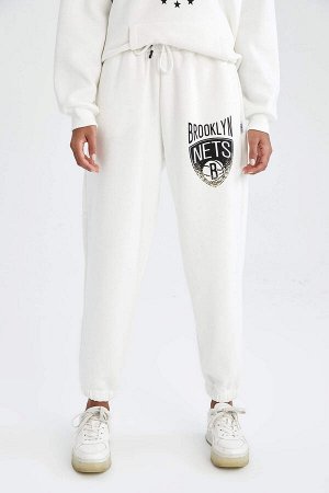 Defacto Fit Brooklyn Nets Лицензированная толстая толстовка с карманами Ткань Внутренняя мягкая низ спортивного костюма с перьями