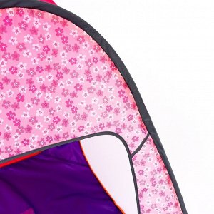 Палатка детская «Радужный домик» 4 грани конус-мини, Цветы на розовом