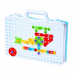 Пластмассовый конструктор в чемоданчике «Создавай и играй», с электрическим шуруповёртом, 106 деталей