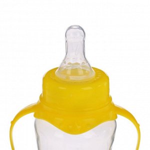 Бутылочка для кормления детская приталенная, с ручками,250 мл,от 0 мес.,цвет жёлтый МИКС