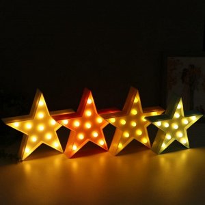 Фигурка световая RISALUX «Звезда», LED-ночник, пластик от батареек 2xАА, 24x23x5 см, МИКС