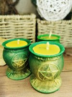 Свеча из пчелиного воска &quot;Горшочек с защитной пентаграммой&quot;, 6*4.5 см.