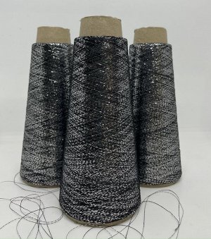 Пряжа для вязания 50 гр.,MODA-IT Lurex 78% вискоза  22% металлизированная нить 4600м/100г Черное серебро