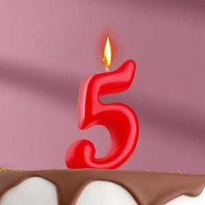Страна карнавалия Свеча для торта цифра &quot;Овал&quot; &quot;5&quot;, красная, 7 см