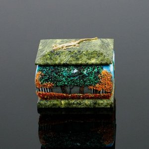 Шкатулка "Осень", с ящеркой, 6х8 см, каменная крошка, серпент