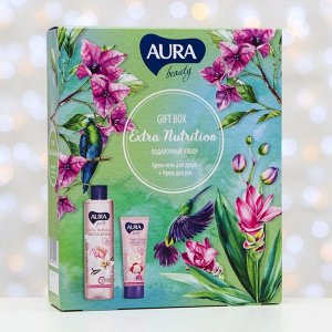 Подарочный набор Aura Beauty: крем-гель для душа, ваниль и пион, 250 мл + крем для рук, 75 мл