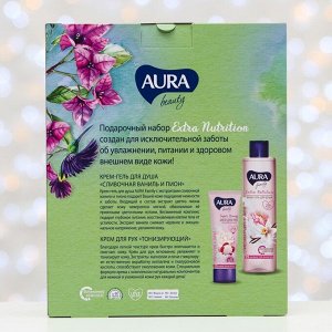 Подарочный набор Aura Beauty: крем-гель для душа, ваниль и пион, 250 мл + крем для рук, 75 мл
