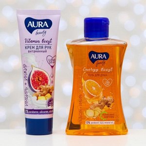 Подарочный набор Aura Beauty: гель для душа, апельсин и имбирь, 250 мл + крем для рук, 75 мл