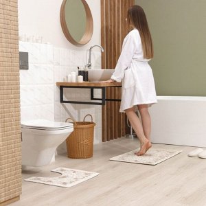 Набор ковриков для ванной и туалета SAVANNA «Розалия», 2 шт: 50?80 см, 40?50 см