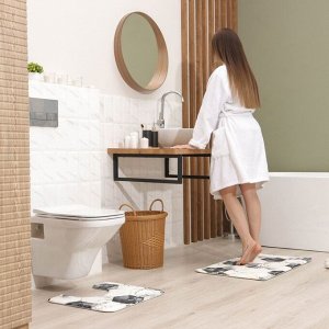 Набор ковриков для ванной и туалета SAVANNA «Мраморные грани», 2 шт: 50x80 см, 40x50 см