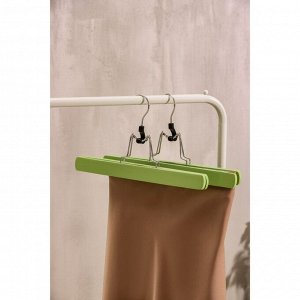 Вешалка-зажим деревянная для брюк и юбок SAVANNA «Тэри», 30x16x2 см, цвет зелёный