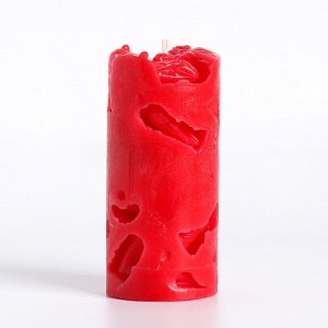Свеча-цилиндр "Ажурная", 6х15 см, красная