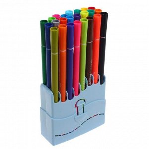 Фломастеры 24 цвета HappyColor, на водной основе, в пластиковом пенале, МИКС