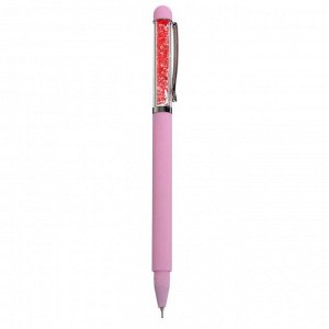 Ручка гелевая 0,5 мм, синий "Стразы розовые"
