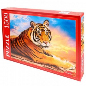 Рыжий кот. Пазлы 1500 эл. арт.0628 "Большой тигр на закате"