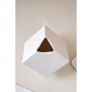 Ваза керамическая "Куб", настольная, белая, 12 см