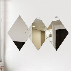 Наклейки интерьерные "Ромбы", зеркальные, декор настенный, панно 60 х 35 см, 5 эл