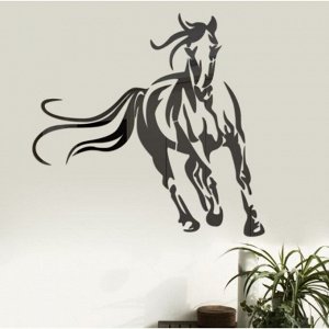 Декор настенный "Лошадь", из акрила, зеркальный, 63х56 см, 17 деталей, черный 7111648