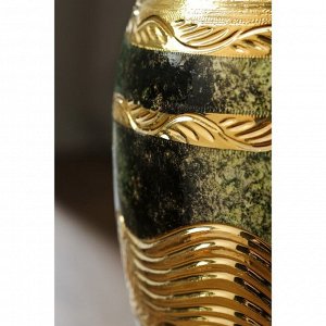 Ваза керамическая "Эрика", напольная, под малахит, зелёная, 54 см