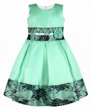 Ментовое нарядное платье для девочки с гипюром Цвет: ментоловый