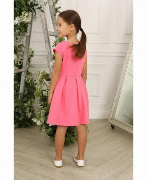 Ярко-розовое платье с гипюром для девочки Цвет: ярко-розовый