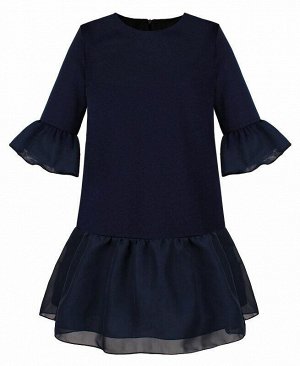 Синее школьное платье для девочки Цвет: тёмно-синий