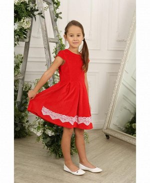 Красное платье с гипюром для девочки Цвет: красный