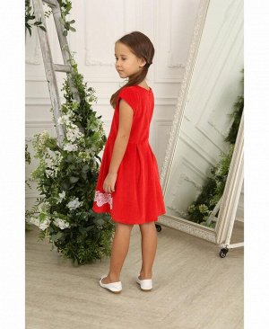 Красное платье с гипюром для девочки Цвет: красный