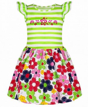 Платье для девочки в полоску Цвет: салатовый