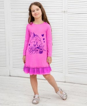 Пурпурное платье для девочки с оборками Цвет: пурпурный