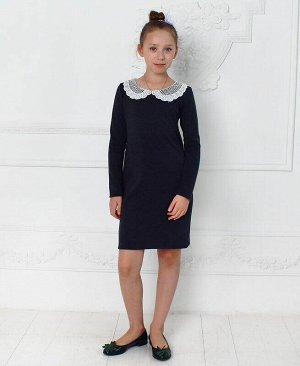 Радуга дети Серое школьное платье для девочки с кружевным воротником Цвет: серый