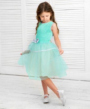 Ментоловое нарядное платье с сеткой для девочки Цвет: ментоловый