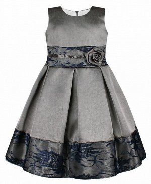 Нарядное серое платье для девочки с гипюром Цвет: серый