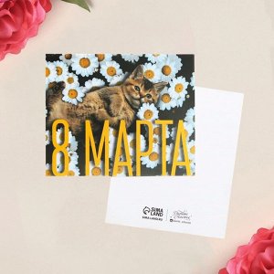 Открытка мини «С 8 Марта!», котенок, 8,8 х 10,7 см