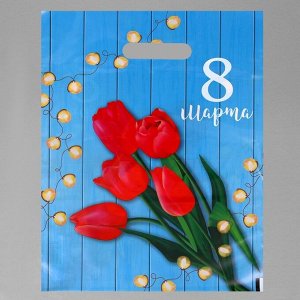 СИМА-ЛЕНД Пакет подарочный, полиэтиленовый, с вырубной ручкой, 30 х 40 см, 50 мкм