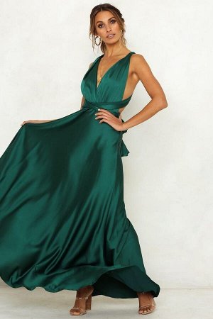 Платье в пол изумрудный зелёный цвет 42-44-46р